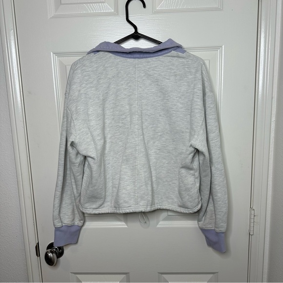 Staud Alys colorblock cotton-blend half-zip sweatshirt Heather Grey Size Medium - Picture 3 of 16